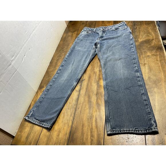 CARHARTT x Womens Flannel Lined Relaxed Fit Blue Jeans Size 8x30 - Picture 1 of 11